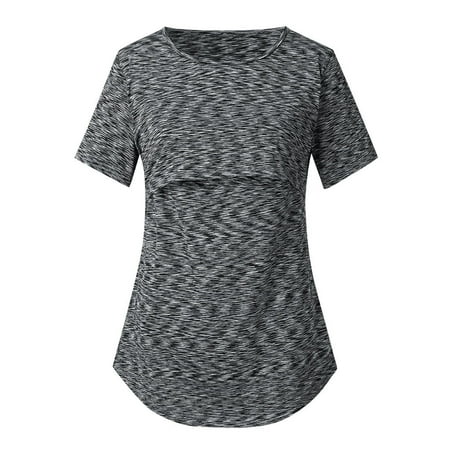 

Maternity Denim Shirt Women s Nursing Round Neck Short Sleeve Maternity Shirt Breastfeeding Top Clothes for Maternity