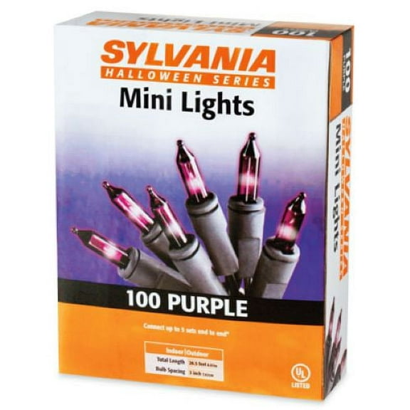 Sylvania V34708-88 100-Count Mini Light Halloween Set Purple Bulbs & Black Wire - Quantity of 6