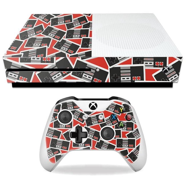 MightySkins MIXBONES-Retro Controllers 3 Skin Decal Wrap for Microsoft Xbox One S Sticker - Retro Controllers 3