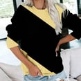 thumbnail image 2 of miqiqism Sweatshirt for Women Comfy Long Sleeve Blouses Juniors Round Neck Tee Shirts Trendy Relaxed Fit Workout Sweater Casual Colorblock Pullover Tunic Clothes,Yellow,XX-Large, 2 of 6