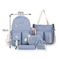 thumbnail image 2 of Bolsa 5pcs/set Mujer Mochila Moda Casual Mochilas Escolares Lona para Vacaciones (Azul) Likrtyny Para Estrenar, 2 of 8