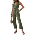 thumbnail image 3 of Womens Jumpsuits Dressy Summer Sleeveless U-Neck Casual Wide Leg Long Pants Rompers 2025 Green L, 3 of 7