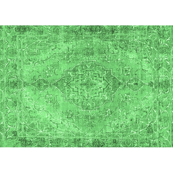 Ahgly Company Indoor Rectangle Medallion Emerald Green Traditional Area Rugs, 8' x 10'
