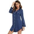thumbnail image 5 of Eternatastic Button Down Nightgowns for Women Long Sleeve Night Shirt Sleep Shirt V-Neck Sleep Dress Pajama Sleepwear, 5 of 7