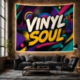 thumbnail image 6 of Vinyl Record Art with Neon Lines Against a Black Background, Energetic Retro for Music Fans, Synthwave Wall Decor, Birthday Gift Tapestry Wall Hanging for Bedroom and Dorm, 6 of 7