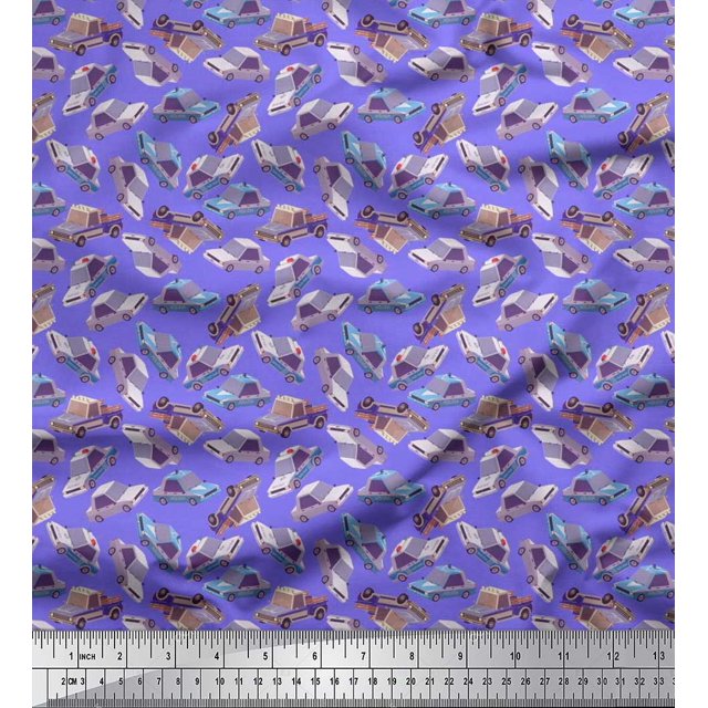 Soimoi Rayon Fabric Car Transport Fabric Prints by Yard 42 Inch Wide