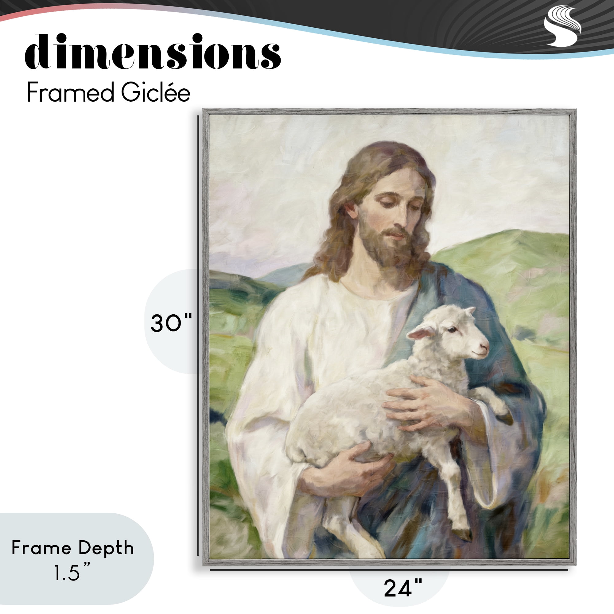 Stupell Industries Little Lamb & Spiritual Figure Gray Framed Giclee Art, design by Kim Allen