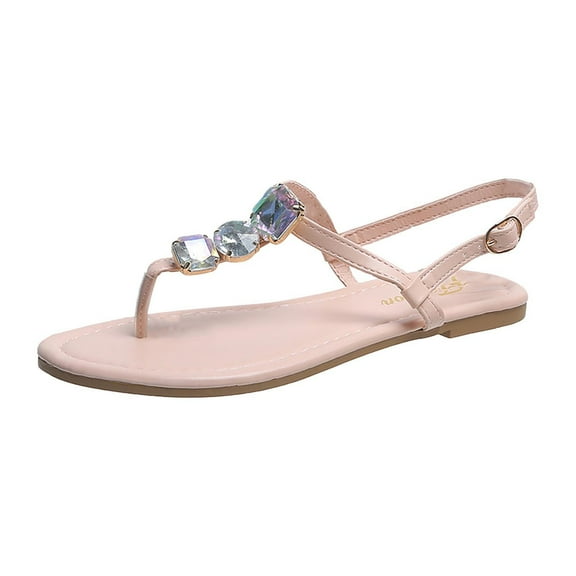 OAVQHLG3B Wedge Sandals for Women Women's Flat Rhinestone Sandals Clip-on Women's Sandals