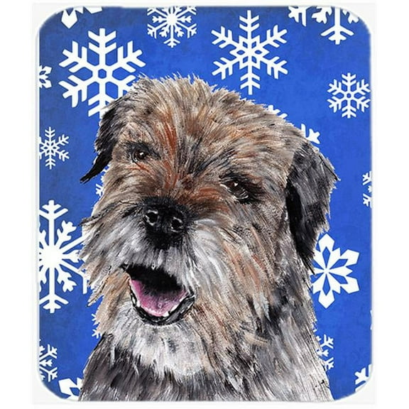 Carolines Treasures Border Terrier Blue Snowflake Winter Mouse Pad