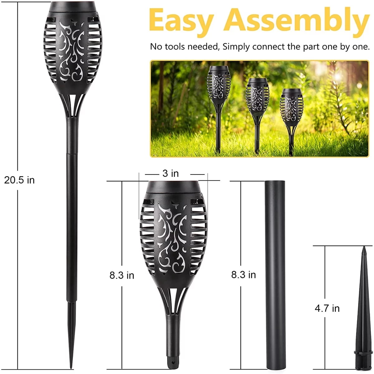 Magicorange 12 Pack Solar Torch Lights with Flickering Flame, IP65 Waterpoof Outdoor LED Lights Auto on/off for Garden Patio Yard Pathway Walkway Landscape Decor