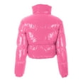 thumbnail image 5 of nvzhuang Women Quilted Puffer Jackets, Long Sleeve Stand Collar Metallic Cropped Down Jackets, 5 of 7
