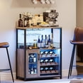 thumbnail image 1 of Bingirl IDEALHOUSE Grey Wine Bar Rack Cabinet - 36 in Tall, with LED Light, Adjustable Shelves, Mesh Door and Baffle Design for Home Kitchen and Dining Room, 1 of 7