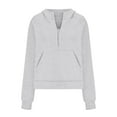 thumbnail image 5 of Kaprioy Womens Sweatshirts Half Zip Cropped Pullover Fleece Quarter Zipper Hoodies 2025 Fall Fashion Clothes GY1, XL, 5 of 6