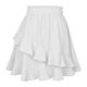 thumbnail image 4 of Falda irregular con volantes de cintura alta para mujer: falda elástica de poliéster de color liso para primavera/verano/otoño, lavable a máquina., 4 of 5