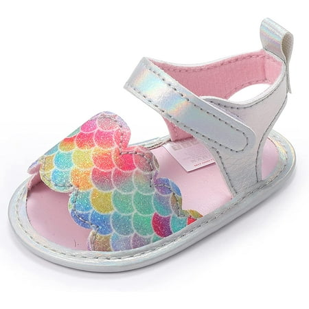 

QWZNDZGR Baby Girl Sandals Fish Scale Patterns Anti-Slip Footwear Summer 3-9 Months