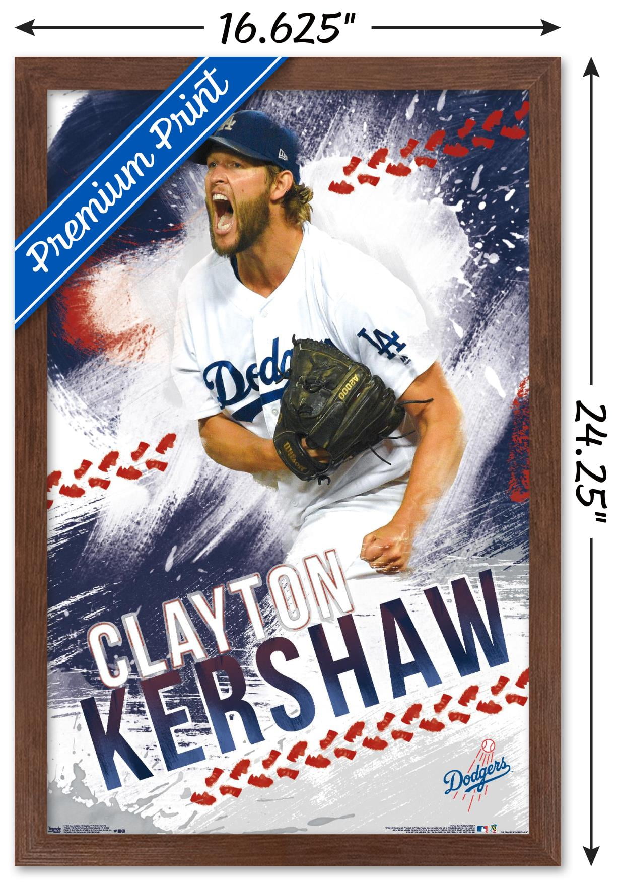 MLB Los Angeles Dodgers - Clayton Kershaw 19 Wall Poster, 22.375 x 34,  Framed