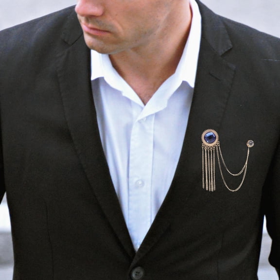 WRITWAA Stylish Lapel Pin with Decorative Hanging Chain for Suits, Jackets, and Formal Wear Accessories