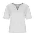 thumbnail image 4 of Birdeem T-Shirt Mode Femme Couleur Unie Col en V Confortable Ample Manches Courtes Blouse Décontractée, 4 of 5