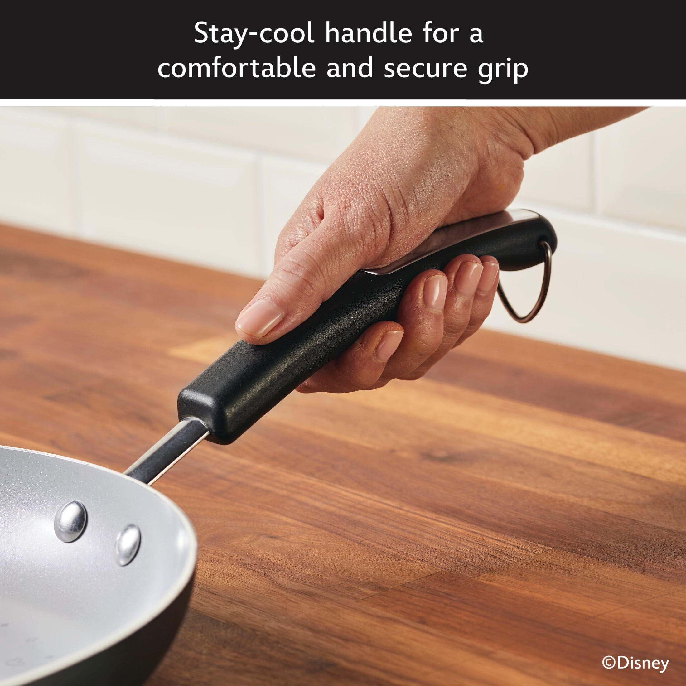 Farberware Disney Monochrome 11 Inch Ceramic Nonstick Fry Pan, Dishwasher Safe, Black