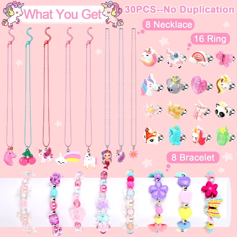 sixwipe 32 Pcs Little Girl Jewelry Set, Kids Jewelry for Toddler