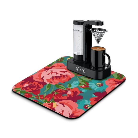 Washable Rubber Pioneer Dish Drying Mats For Kitchen Counter Home Large Coffee Bar Pad Accessories And Decor For Utensils Stemware (16''x18'')