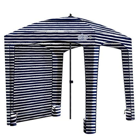 Qipi Beach Cabana - Easy to Set Up Canopy  Waterproof  Portable 6  x 6  Beach Shelter  Included Side Wall  Shade with UPF 50+ UV Protection  Ultimate Sun Umbrella - for Kids  Family - Sailor Stripes