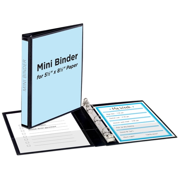 Avery Mini View Binder, 0.5" Round Rings, Black Binder (27725)