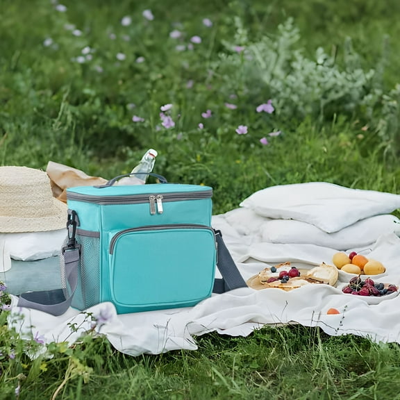 Insulated Lunch Bag Large Capacity Thermal Tote Bag for Office Work School Picnic Leakproof Food Carrier Shoulder Strap Cooler Bag with Pockets for Men Women Adults