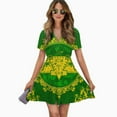 thumbnail image 2 of Chi Eta Phi Sorority Pattern Women Dress V-Neck Short Sleeve Flowy Swing Party Midi Dress, 2 of 4