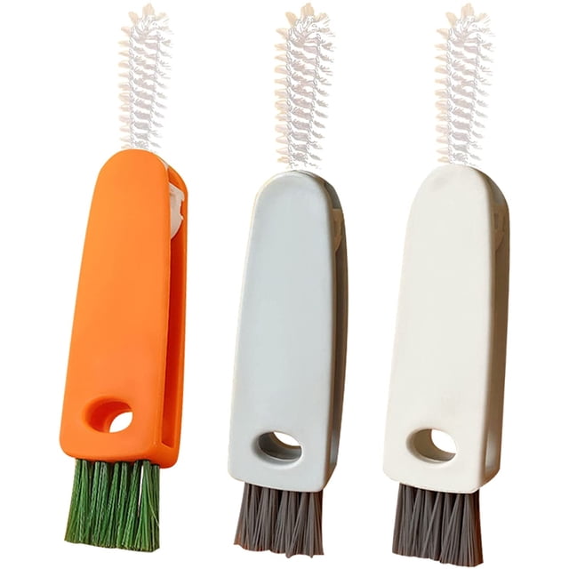 piezas 3 en 1, cepillo para detalles de tapa de taza de botella pequeña, herramientas de limpieza de pajitas, botella de agua