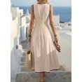 thumbnail image 2 of Womens Khaki-2 Criss-Cross Waist Casual Maxi Dress For Summer Vacation, 2 of 4