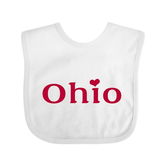 Inktastic Ohio in Red Text with Heart Boys or Girls Baby Bib