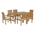 thumbnail image 2 of Modway Marina 7 Piece Outdoor Patio Teak Dining Set in Natural White, 2 of 7