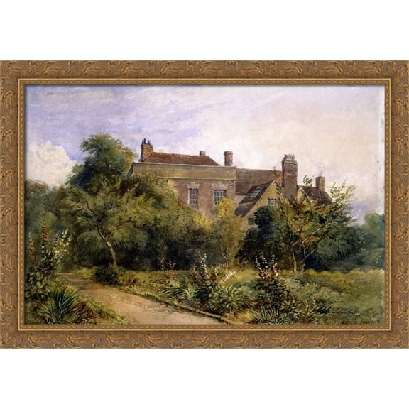 Greenfield House, Harorne 40x28 Large Gold Ornate Wood Framed Canvas Art by David Cox