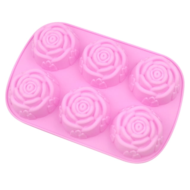 1 unidad, 6 cavidades, cubitera para hielo, silicona con forma de rosas, silicona para chocolate, silicona para pasteles de chocolate, cubitera para hielo