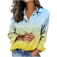 thumbnail image 3 of TaTaai Ladies Satin Blouse Long Sleeve Gradient Print Button Down Collar Silky Shirt Loose Fit Dressy Casual Top Gift, 3 of 5