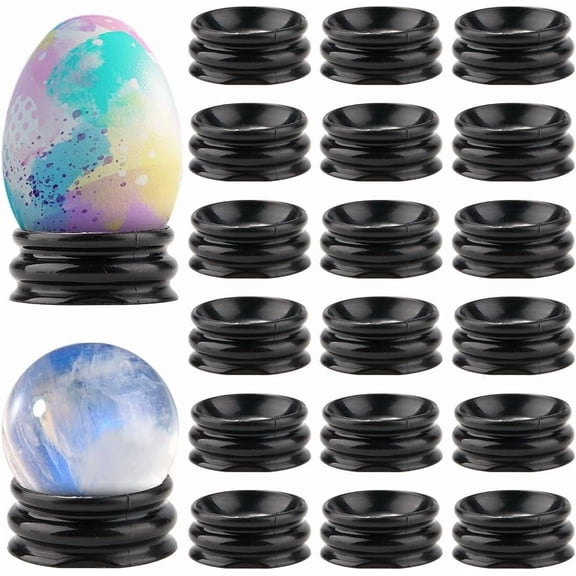 20Pcs Black Flat Round Display Stand Bases Sphere Stands Crystal Balls Holder Home Deco Pedestal Rack for 2.5-5cm Range Sphere Home Office Desktop Decoration (1.08x0.45 inch)