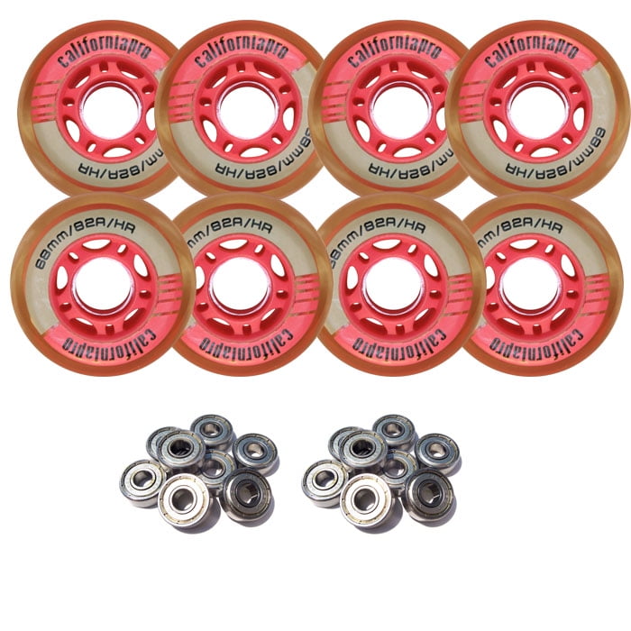 68MM 82A CALIFORNIA PRO Pink Inline Skate Wheels 8 Pack With Abec 9