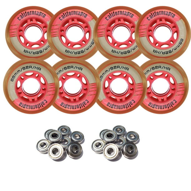 68MM 82A CALIFORNIA PRO Pink Inline Skate Wheels 8 Pack With Abec 9