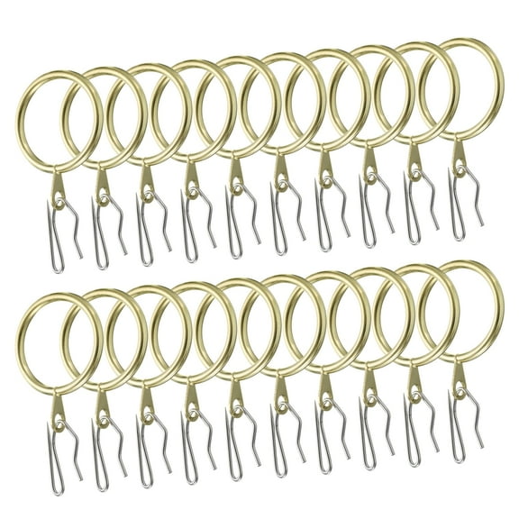 60pcs 1.2-Inch Metal Curtain Hook Rings Gold Curtain Rings with Pin-on Hooks