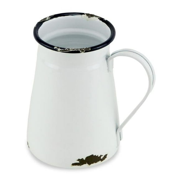 Cheungs 5211WT Lacquered White Jug with Blue Rim Decor