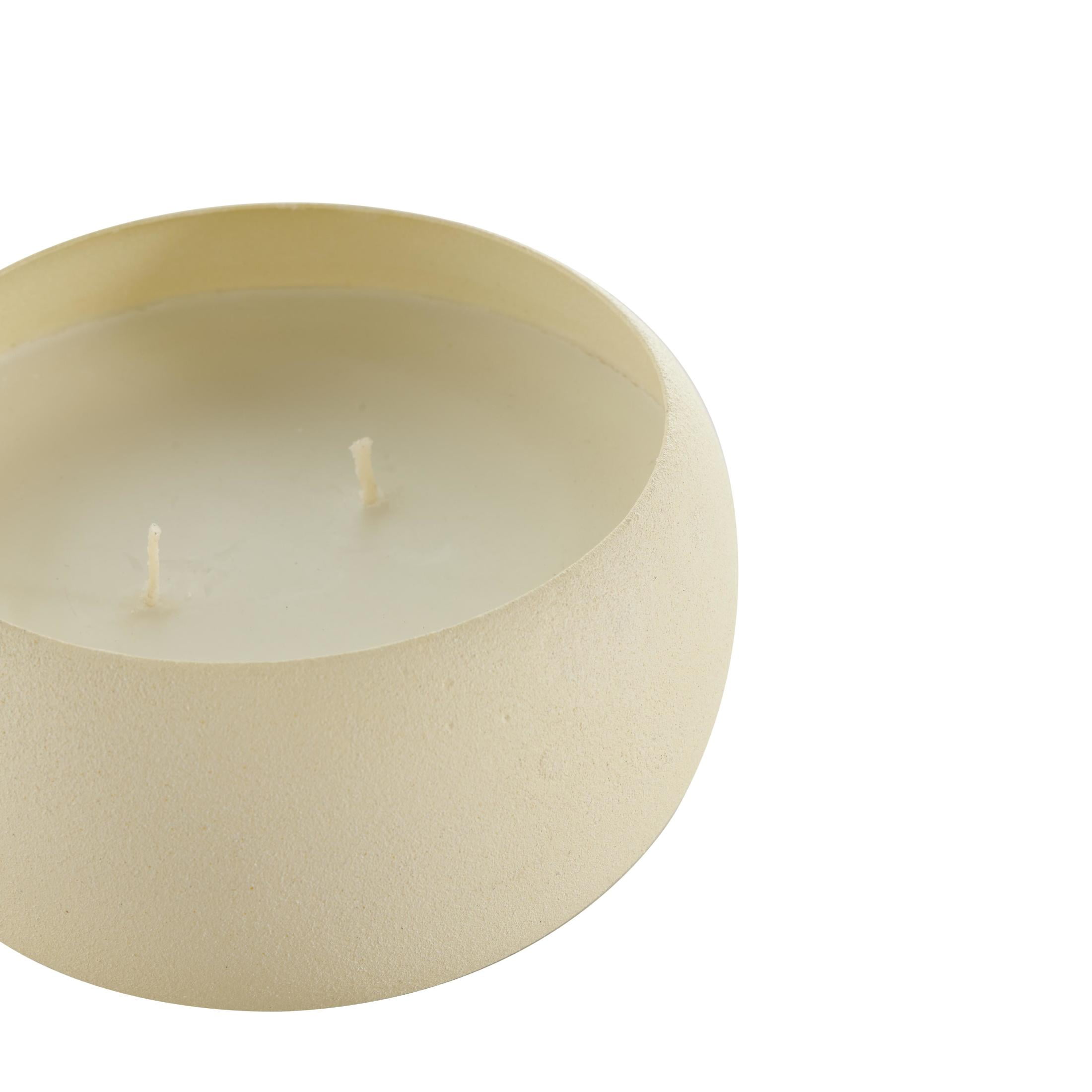 DecMode 2 Holder Beige Metal Fresh Cotton/ White Tea & Ginger Scented Textured 11oz 2 Wick Candle with White Wax, (Set of 2)