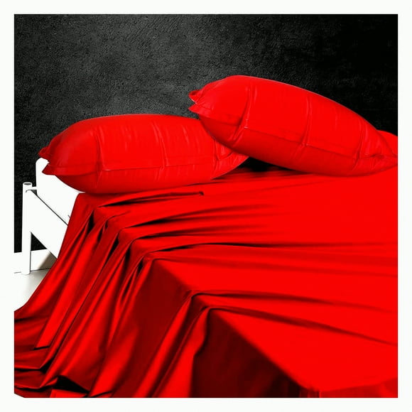 Waterproof Mage Sheet Set with Inflatable Pillow - Red Vinyl Games Sheet & Mattress Protector for Queen Bed - Easy to Clean & Comfortable - 82.7 x 67