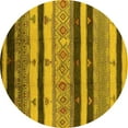 thumbnail image 1 of Ahgly Company Machine Washable Indoor Round Oriental Yellow Industrial Area Rugs, 7' Round, 1 of 4