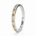 thumbnail image 3 of Round 2mm Yellow Citrine Natural Gemstone 925 Sterling Silver Full Eternity Band Rings, Stackable Women Engagement Ring, Gift For Her_11, 3 of 5