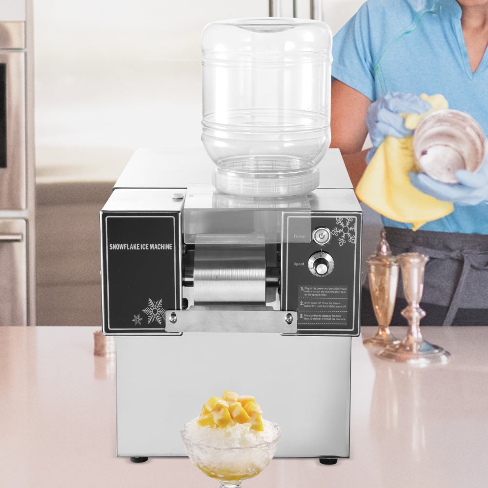 WAASOSCON 60kg Daily Output Commercial Shaved Ice Machine, 110v 60hz, Speed-Adjustable, for Dessert Stands, 18.5kg Net Weight