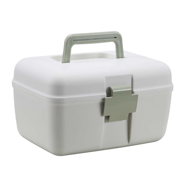 Estuche de primeros auxilios, caja de almacenamiento de medicamentos, contenedor organizador con asa antideslizante para cosméticos, hogar, viajes fam Verde