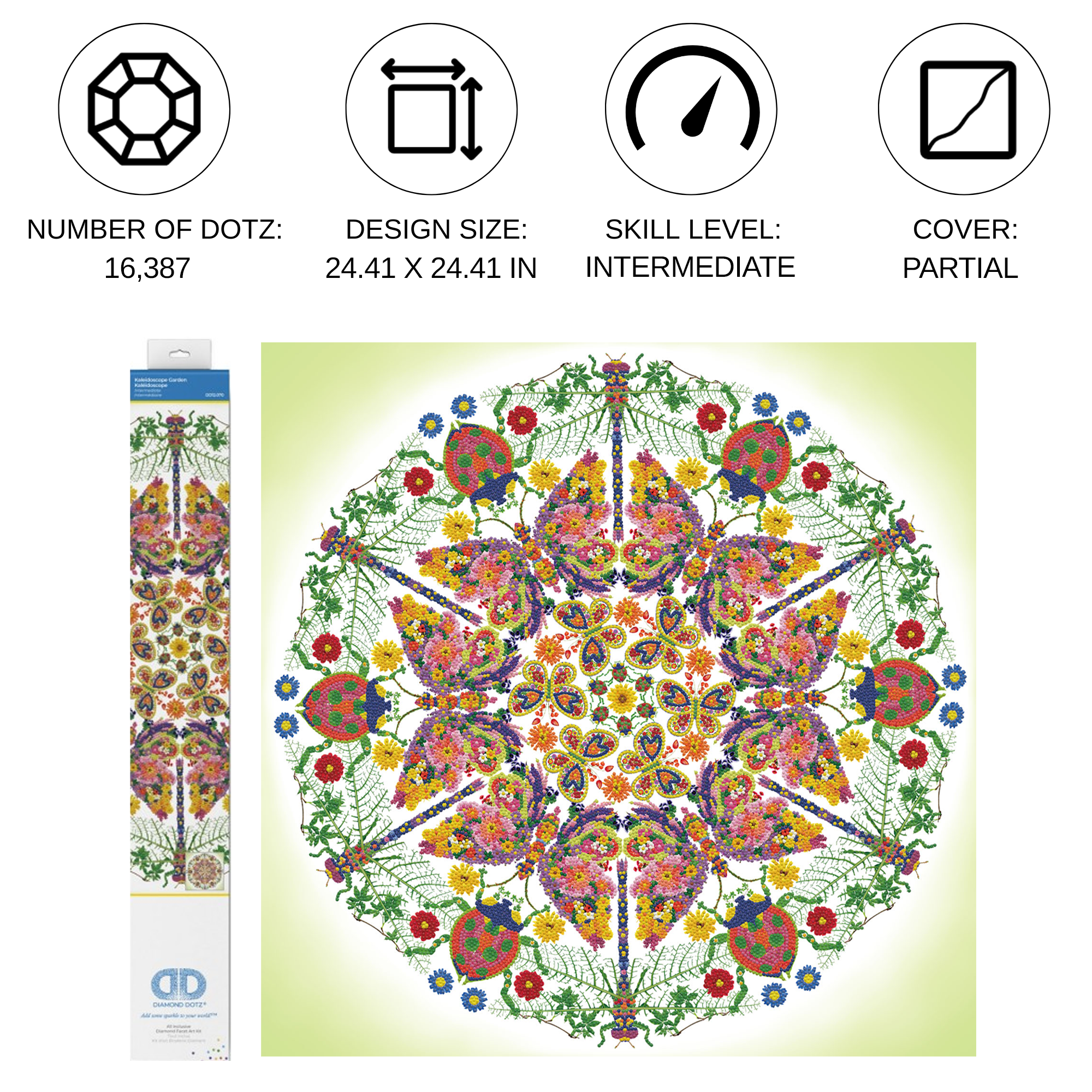 Diamond Dotz Kaleidoscope Garden Floral Diamond Painting Kits for Adults - Diamond Art Kits a Relaxing Creative Craft Kit with Dotz Gems 24.4"x24.4"