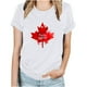 thumbnail image 1 of Camisetas de Manga Corta para Mujeres Canadá Día Hoja de Arce Impresión Básica de Verano Tee, Cuello Redondo Camiseta Casual, 1 of 3