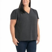 Hilary Radley Womens V-Neck Printed Blouse Size: XXL, Color: Black & Off-White Dot